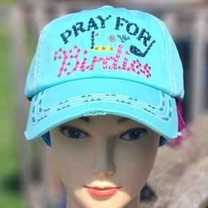 Ladies Turquoise Golf BLING Hat NEW